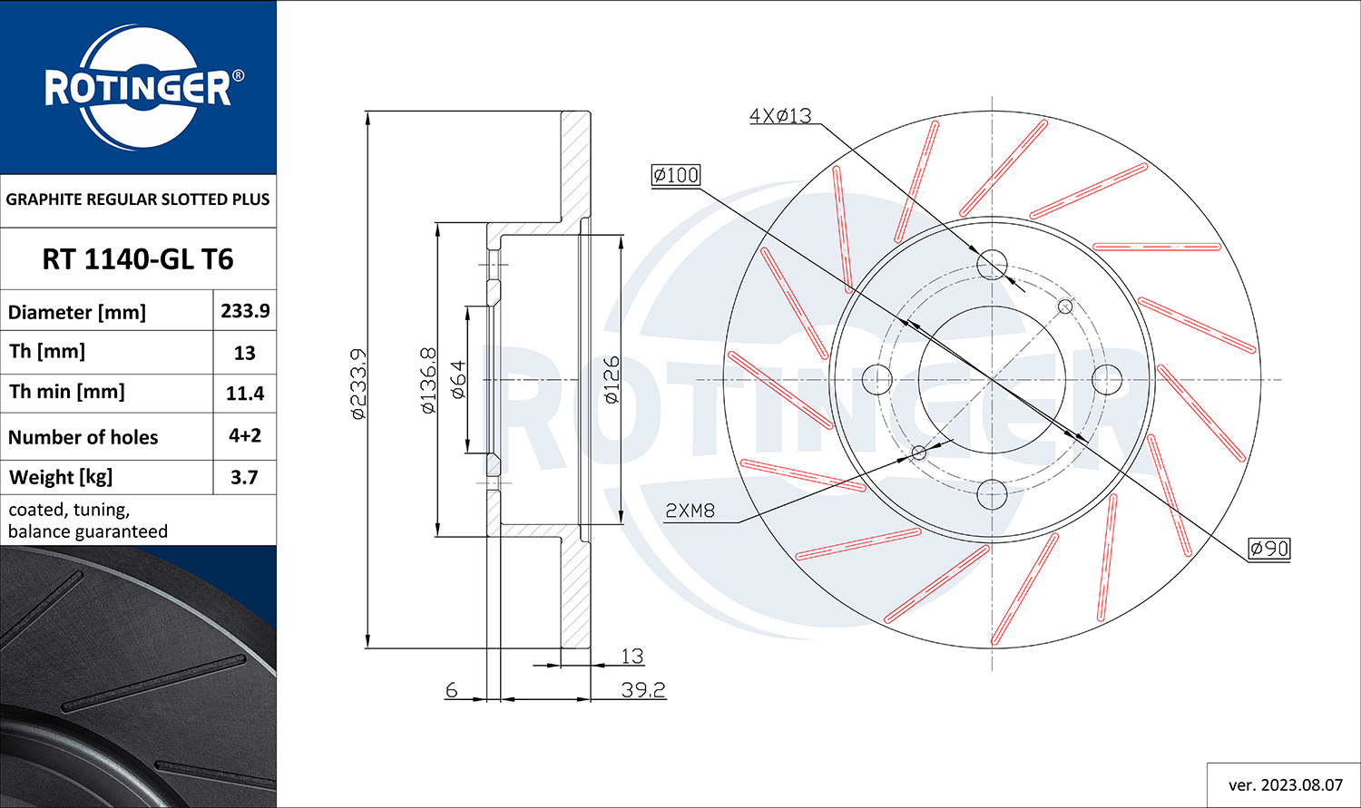 ROTINGER Féktárcsa, mind RT1140-GLT6_ROT